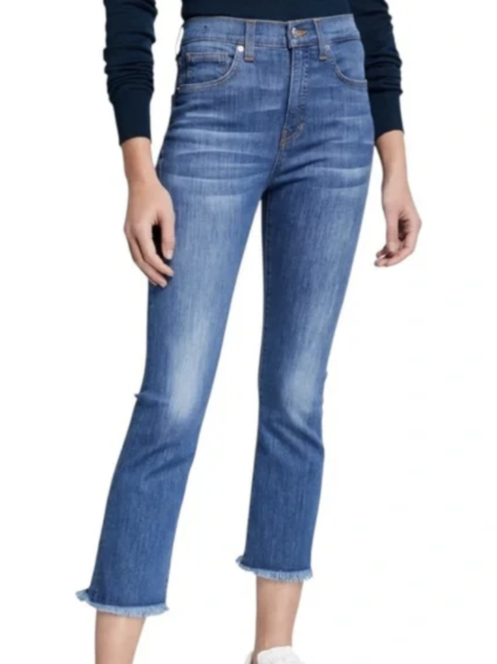 Veronica Beard Carly kick flare high rise 2/26 in sunrise wash, raw hem
